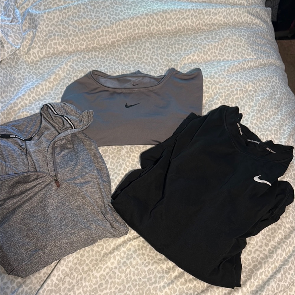 Nike Black and Gray Sports Tops